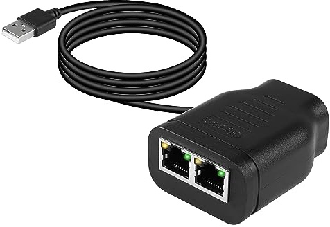 SinLoon Gigabit-Netzwerk-Splitter-Adapter, RJ45 1 auf 2 High Speed ​​1000/100 Mbit/s Ethernet-Splitter mit USB-Stromanschluss für Computer, Hub, Switch, Router,digitales Fernsehen usw