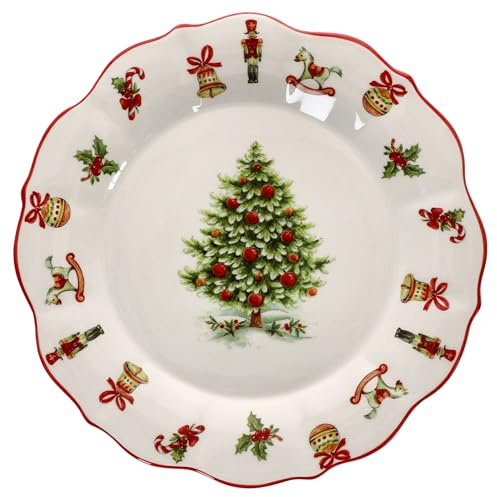 MamboCat Maestro Natale Gebäckteller Ø28,5cm I italienische Keramik-Speiseteller für mit Weihnachtsdekor I Essteller für Kekse & Co I Service für Weihnachten, Advent & Nikolaus