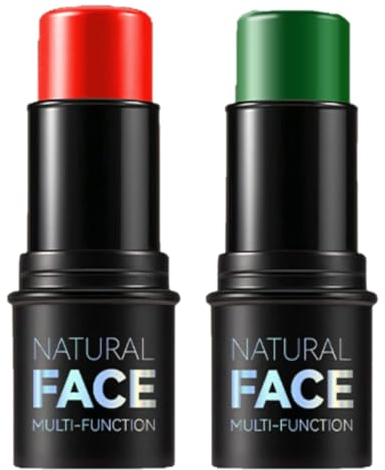 KARLOR Juego de pintura corporal, 2 unidades, color rojo y verde, base de aceite, lápiz cremoso de larga duración, para el cuerpo, para Halloween, fiestas de carnaval (rojo y verde)