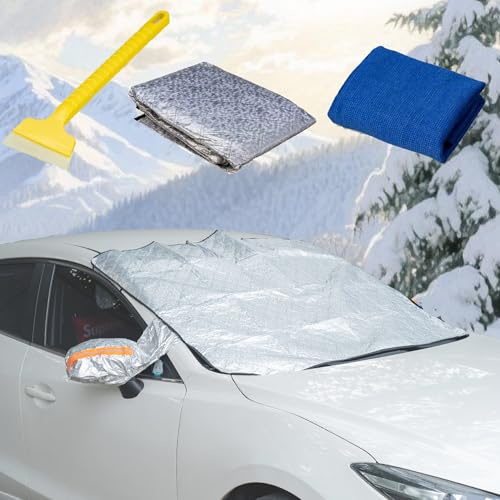Sonnenschutz Auto Frontscheibe, Frontscheibenabdeckung, Abdeckung Auto Windschutzscheiben Faltbar mit 9 Magnet Fixierung, für Sommer Winter gegen Sonne Staub Frost, 190cm x 148cm x 116cm (Orange)
