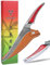 SANMUZUO Couteau à filet 18 CM, Couteau à poisson de cuisine en acier Damas japonais VG-10, Couteau à désosser ultra tranchant avec manche pleine soie en résine Rouge, série LA-S9