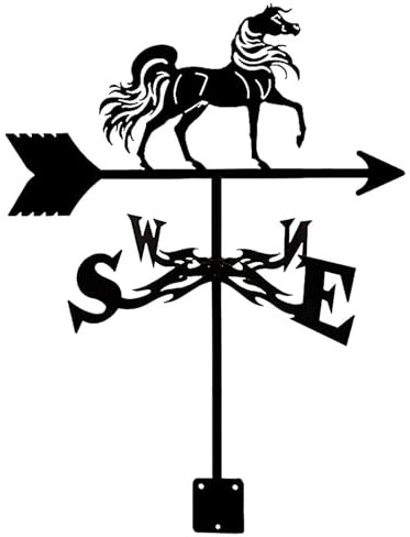 Wetterfahne, Wetterfahne, Metall, Kunst-Dekor, Edelstahl, langlebig, Wetterfahne, Messwerkzeuge, Wetterhahn, Richtungsanzeige für Garten, Terrasse, Hof, Ornament, Dekoration (Pferd 3)