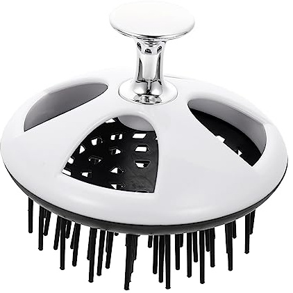 FRCOLOR Kopfhautmassagegerät Leicht zu Halten mit Sanfter Massagefunktion aus Polypropylen und Tpee Weiße Runde Shampoo Bürste zur Kopfhautreinigung für Zuhause und Reisen