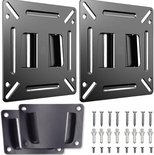 Paquete de 2 soportes de pared para monitor para la mayoría de televisores LED LCD o computadoras de 14 a 24 pulgadas, soporte de montaje pequeño para TV RV con 1 kit de tornillos, carga máxima de 33
