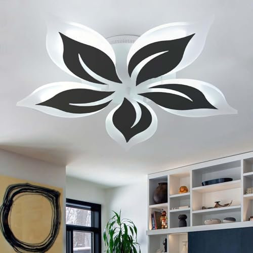 Caufloce LED Deckenleuchte Blume Fernbedienung APP Moderne Deckenlampe Dimmbar 3000K-6000K Wohnzimmer Deckenbeleuchtung Smart 50W Schlafzimmer, Flur, Esszimmer