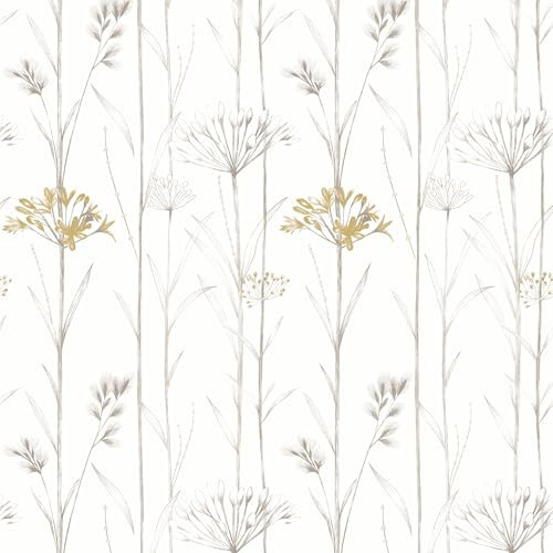 xupingjiti Papier peint autocollant - Motif : fleurs, aquarelle, feuilles et fleurs - 44 x 300 cm - Film décoratif vintage - décoratif pour meubles - adhésif en vinyle PVC Imperméable