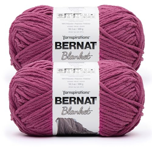 Bernat filt BB djup Fucshia-garn – 2-pack med 300 g/10,5 oz – 100% polyester – #6 Super Bulky – 220 meter – stickning/virkning