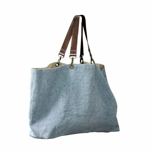 Loberon Tasche Bente, blau/braun | Dezent & Stilvoll - Naturnaher Chic - viel Stauraum - mit Innentasche - Shopper - Henkeltasche - Accessoire - Jute