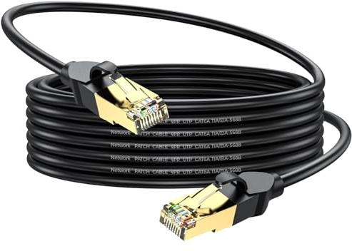 Ethernet Cable 20m, High Speed 1000mbps 550Mhz/s Cat6 Ethernet Cable, Black RJ45 Lan Cable, Network Cable are Suitable for Routers, Computers, Modem, Switch, Games, Patch Panel