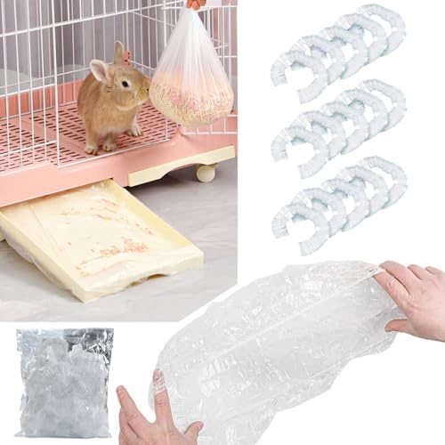 Lot de 50 Sacs à Litière Jetables pour Petits Animaux Bac à Litière en Film Plastique pour Lapin Cochon d'Inde Doublure de Cage de Lapin Jetable pour Cage à Lapin Hérisson Chinchilla, 90x60 cm