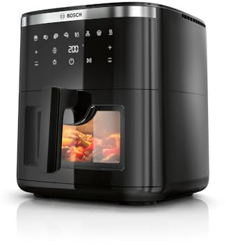 Bosch Series 6 Air Fryer XXL, MAF671B0GB, 7.2 L Capacity, 7 Presets Programmes, Illuminated Viewing Window, Shake Alarm, Intuitive Digital Touchscreen, Up to 65%* Faster Cooking, Black