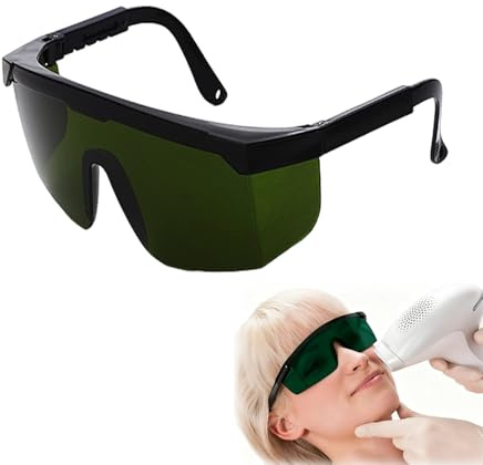 Joysuelly Solskyddsglasögon för HPL/IPL-hårborttagning, IPL-glasögon, gröna IPL, skyddsglasögon, kosmetologi, drivrutin, ögonskydd för hårborttagning och kosmetika, arbetsglasögon med sidoskydd