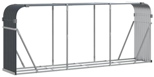 ACAGALA Kaminholzunterstand, Metall Kaminholzregal 234 x 45 x 100 cm, Brennholzregal Außen, Holzlager Brennholzlager, Verzinkter Stahl, Anthrazit