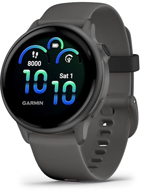 Garmin vívoactive 6 GPS 42mm Amazon Exclusive Smartwatch, AMOLED Touchscreen, All-day Health Monitoring,Fitness Features,Advanced Sleep Coaching,Music, up to 11 days battery life, Pebble Grey/Slate