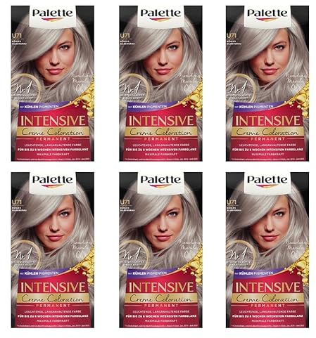6x Palette Intensive Creme Coloration Permanent U71 Kühles Silbergrau Leuchtende,Langanhaltende Farbe Für bis 8 Wochen intensiven Farbglanz Maximale Farbkraft 115ml (6er Pack)