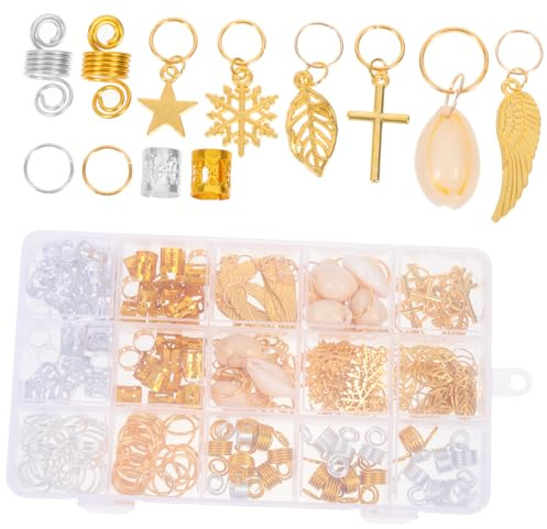 HONMEET 200pcs Metal round Dreadlocks Cuffs Hair Braiding Jewelry Braids Rings Hair Accessories for Women DIY Decor Box Set for Braided