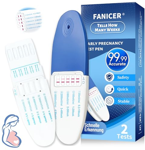 2 pièces Test De Grossesse, Test De Grossesse Précoce, Basic Care Tests de grossesse, Estimation De l’Âge De La Grossesse, Détection rapide en 3 minutes, Emballage indépendant (bleu)
