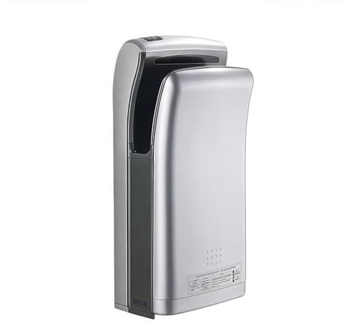 SAYEYBU Asciugamani Elettrico Verticale Automatico, Asciugamani Elettrici Parete per Uso Commerciale, Filtro Hepa, Aria Doppia Lama 1800 W, per Uso Domestico e Commerciale,Argento,Brushed
