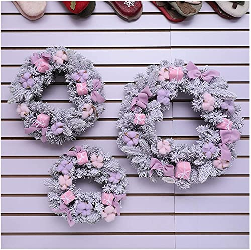 Autumn Wreath Christmas Wreath Stage Layout Holiday Party Accessories Pink Blue 30cm Diameter PVC Door Hanging Rattan (Color: B, Size: 30cm)