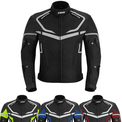LIMA MOTO Men’s Motorcycle Jacket 4 Season Cordura Textile Biker Jacket Waterproof Windproof with CE Armor, Air Vents & Removable Thermal Liner Riding coat (UK, Alpha, XL, Regular, Regular, Black)