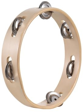 Tambourin en Bois de 8 Pouces pour Adultes sonneries à manivelle Son Clochette agréable métallique Instruments Percussion Fournitures la Maison l école et Les fêtes rangée Unique