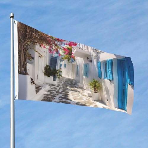 Flagge, doppelseitig, für den Außenbereich, 60 x 90 cm, großes Urlaubsbanner mit 2 Messingösen, Griechenland, Straßenhof Flagge, ganzjährig, Willkommensgartenflaggen für Hof, Rasen, Outdoor-Dekoration