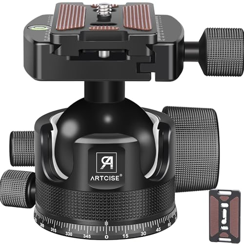 ARTCISE KB44 - Trípode panorámico de perfil bajo de 44 mm, CNC totalmente metálico, carga máxima de 30 kg, dos placas de liberación rápida Arca Swiss para cámara réflex digital, telescopio, trípode