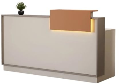 Receptiondisk med LED, Modern Disk för Kontor och Salong | LED-belysning, smart förvaring och modern design för professionell reception.(Orange,180cm)