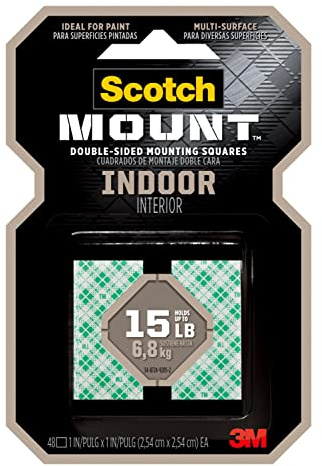 Scotch-Mount Indoor Double-Sided Mounting Squares 111H-SQ-48, 1 in x 1 in 48/pk