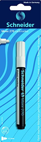 Schneider Maxx 270 - Pennarello indelebile (punta tonda, punta sostituibile, 1-3 mm), 1 pezzo, colore: Bianco