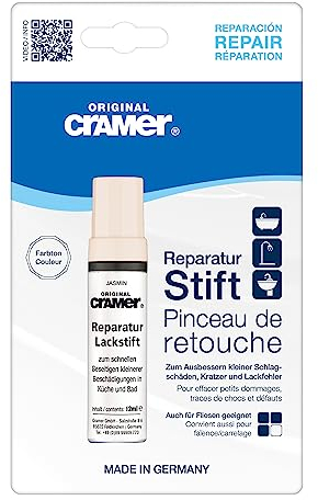Cramer Reparatur Lackstift jasmin matt - hochwertiger Sanitärlack für Keramik, Emaille & Acryl. Ideal für Badewannen, Waschbecken & Fliesen - schnelle und einfache Ausbesserungen im Bad