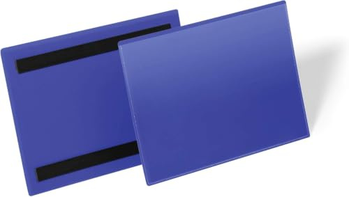 Durable Kennzeichnungstasche A5 quer, magnetisch, 50 Stück, blau, 174307 | Magnetische Lagertasche aus Polypropylen, für Regale & Metallbehälter, scannertauglich, 210 x 148 mm