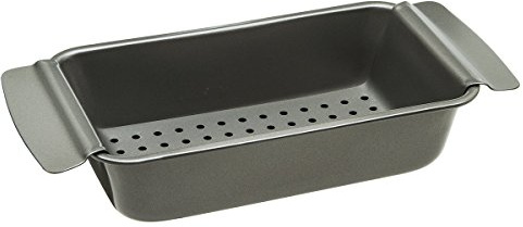 Ecolution Bakeins Healthy Meat Loaf Pan Set - Kastenform und perforierte Schale - PFOA, BPA und PTFE freie Antihaftbeschichtung - Heavy Duty Carbonstahl - Spülmaschinenfest - Grau 2 Piece Set grau