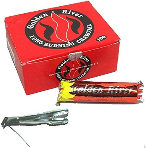 Golden River Lot de 300 charbons de bois de qualité supérieure + petite pince