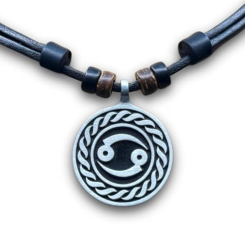 HANA LIMA Sternzeichen Tierkreiszeichen an Verstellbarer Lederkette Horoskop Horoscope Halskette Surferkette