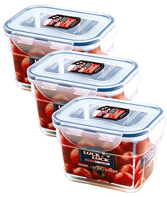 Lock&Lock Frischhaltebox | Frischhaltedose | Vorratsdose | 0,8 Liter | BPA-frei | ineinanderstapelbar | HPL312-3er Set