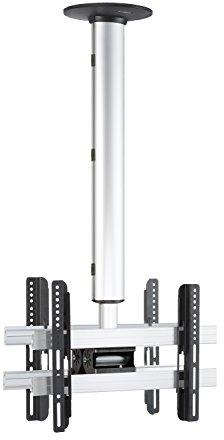 Universal TV Deckenhalterung für 2x TVs | 26-40 Zoll bis 50 kg | bis VESA bis 400x300 | höhverstelbar 74-130 cm | TV Halterung 360 Grad schwenkbar drehbar und 15 Grad neigbar | Fernseher Halter - CM3