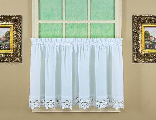 Today's Curtain, Heirloom Battenberg Eyelet Tier 36, White, 58 W x 36 L