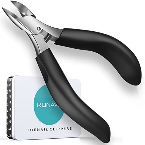 RONAVO Zehennagelschere Fußnagelzange Orthopädische Nagelschere - für Tief Eingewachsene Fußnägel aus Edelstahl- Ledertasche, Sicher zu Speichern