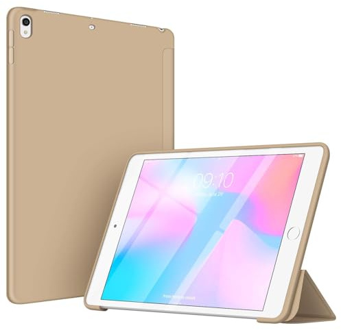 VAGHVEO Funda para iPad Air 10.5 Pulgadas (2019, 3ª generación) y iPad Pro 10,5 (2017). Ultra Delgada y Ligera, Soporte Protectora Smart Cover Trasera Silicona Suave, Auto-Sueño/Estela, Oro