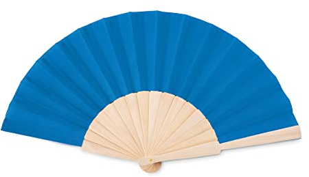 Ventaglio manuale in legno e poli cotone, blu reale