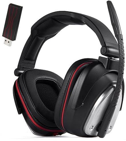 HUHD Casque Gaming sans Fil pour Switch,PC PS5 PS4, 2.4GHz+Bluetooth, USB & Type-C Adaptateur, renforcement des Basses, Casque Gamer avec Batterie 40 Heures pour Switch Laptop Mobile Mac(Noir)