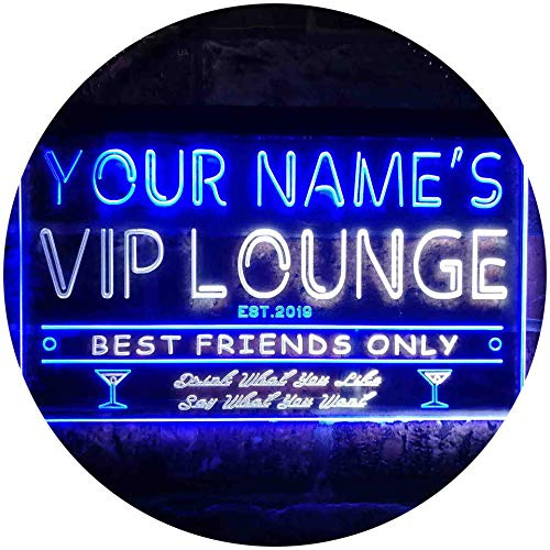 ADVPRO Personalized Your Name Est Year Theme VIP Lounge Bar Club Pub Dual Color LED Barlicht Neonlicht Lichtwerbung Neon Sign Weiß & Blau 300 x 210mm st6s32-qi1-tm-wb
