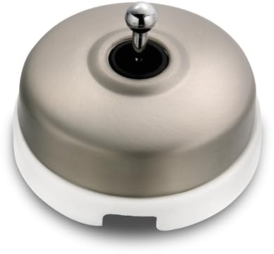 FONTINI - Interrupteur Va & Vient Porcelaine Blanche Coque Nickel Satiné