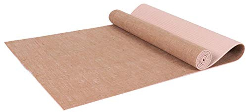 LIUJUAN Yogamatte rutschfest 5Mm Leinen Yoga Matte Home Gym Fitness Übung Workout Pad Anti-Rutsch-PVC Jute Pilates Yoga Matte Atmungsaktiver Fitness Teppich-Beige