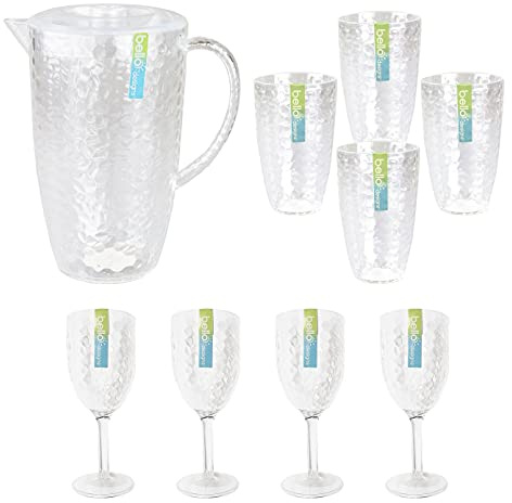 YöL Summer BBQ Garden Drinks Set Tumblers Wine Goblets Pitcher Outdoor Party Tableware Jug Glasses Cups