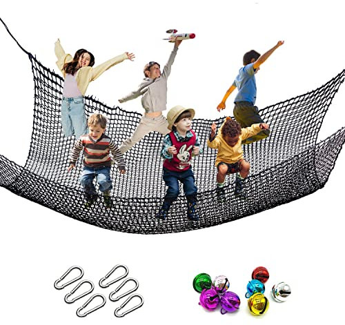 Tongmo Climbing Cargo Net, 6.5' X 9.8' Double Layers Playground Safety Net, Kids Backyard Climbing Net, Used for Treehouse Accessories...with Storage Bag and Carabiners