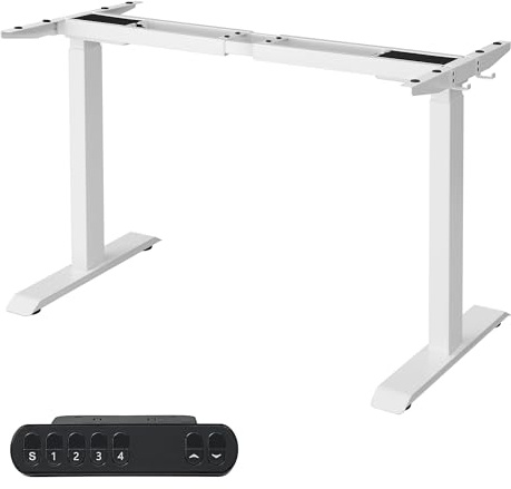 SONGMICS Elektrisches Schreibtischgestell, 2 Motoren, Stahl | Höhenverstellbar, 4 Memory-Tasten, (100-175) x 60 x (71-119) cm, Belastbar bis 120 kg, Weiß, BALOK Kollektion LSD019W01