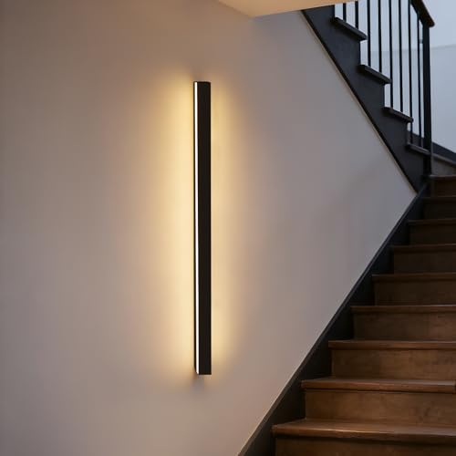 ZMH Wandlampe led Wandleuchte innen - Modern 60CM 21W Flur Up Down Warmweiß Flurlampe Wohnzimmerlampe Schwarze Bettlampe Wandbeleuchtung für Treppenhaus Wohnzimmer Kinderzimmer Schlafzimmer