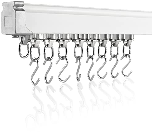 Ceiling Curtain Track Set | 3ft-16.4ft / 5 Meter | Ceiling Track for Curtains-Room Divider | Ceiling Mounted Curtain Track For Privacy | Living Room Curtain Rail | Shower-Ceiling Rail System